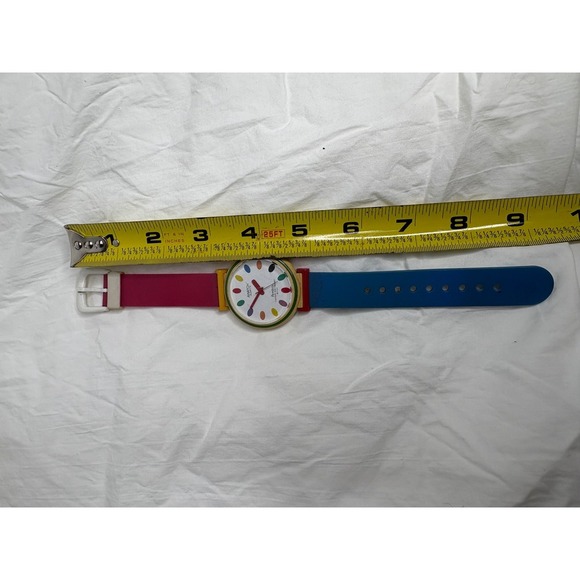 Quartz Multi Color Dots Dial Kids Youth Watch Pink Blue Strap Water Resist main image 5